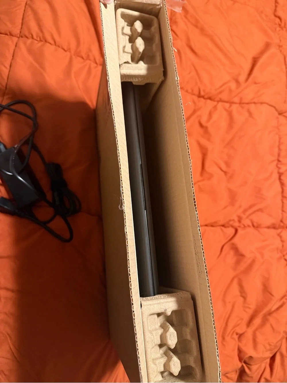 HP Laptop in Dark Gray with Charger and Setup Guide